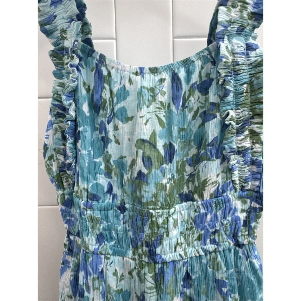 Abercrombie Kids Blue Floral‎ Maxi Sun Dress Tiered Girls Size 7/8 Wedding Party